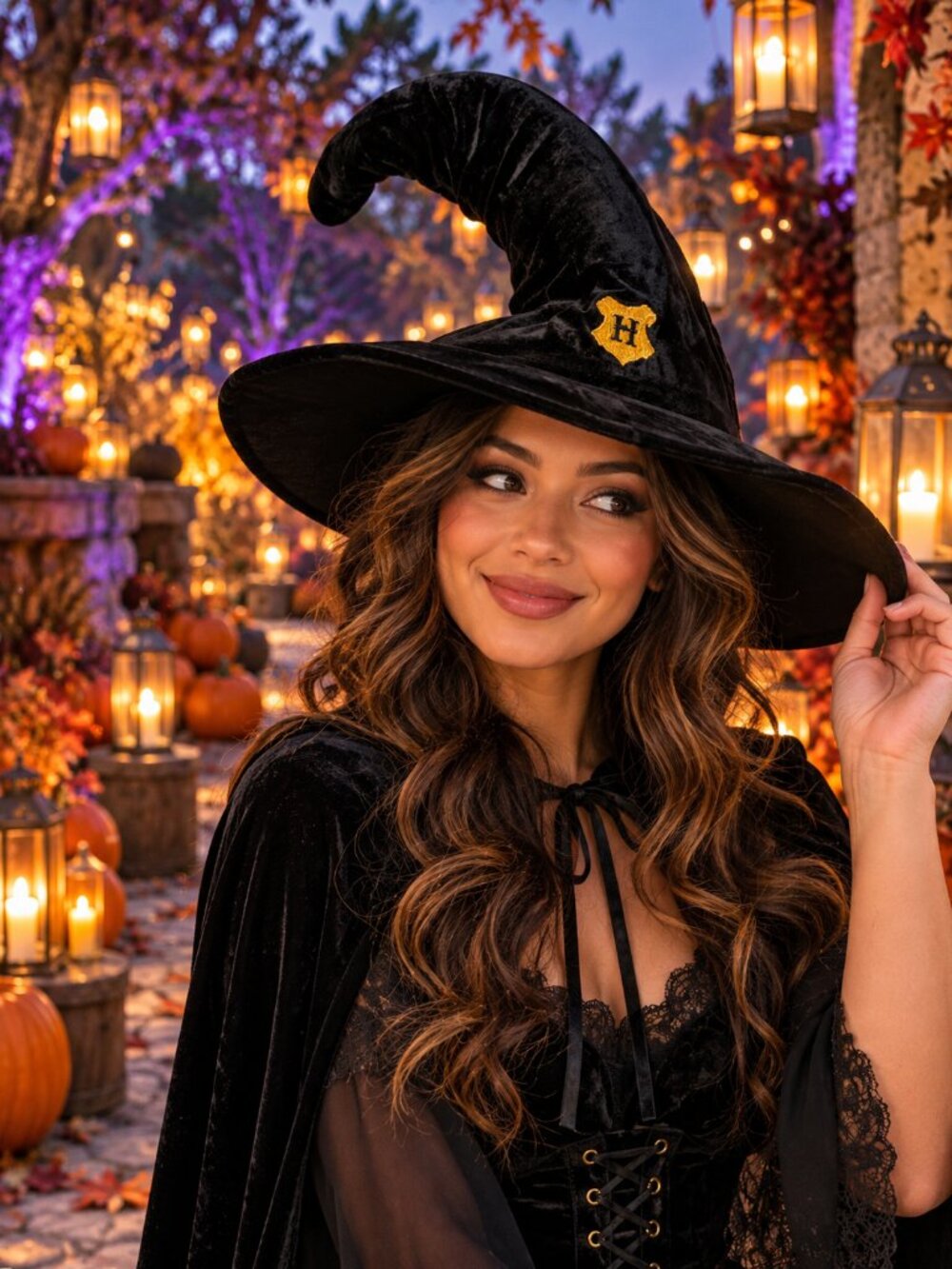 Harry Potter Vintage Elope Hogwarts Black Velvet Witch Hat Dark Academia
